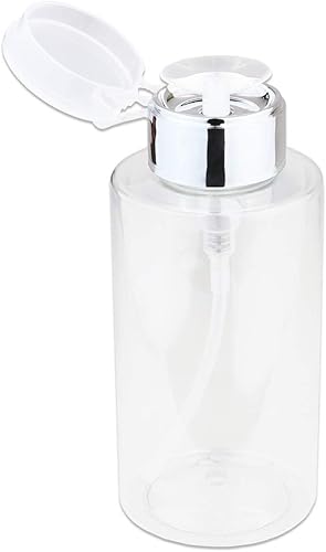 Miniatura 3 de PANA Dispensador de Bomba con Empuje de 10 onzas, Tapa Superior Abatible, Botella Vacía Rellenable - Color Plata - Empaque Cosmético de Viaje con