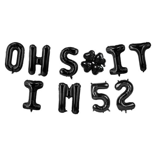 Image of Oh I'm 52! Latex Balloons 16 Inch Black Hallo Fifty Two Cheers to 52 Years Old Theme Decor for Man Woman Happy 52nd Birthday Party Photo Studio Prop Flag Decorations Favors Supplies