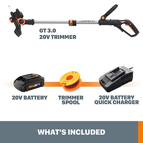 Worx String Trimmer Cordless GT3.0 20V PowerShare 12" Edger & Weed Trimmer (1) Battery & Charger Included WG163.8 image 6