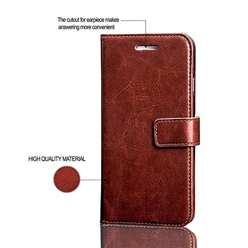 Image of ClickCase for Realme Narzo 20 pro Vintage Series Leather Wallet Flip Case Kick Stand with Magnetic Closure Flip Cover for Realme Narzo 20 pro (Executive Brown)