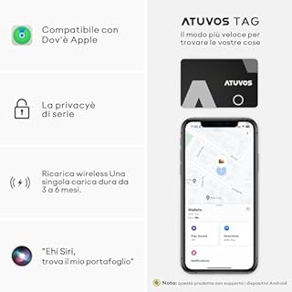 ATUVOS Air Tag Card Ricaricabile Wallet Tracker Thin 1.6mm, Smart Tag compatibile con Apple Dov'è (solo iOS, Android non supportato), Bluetooth Localizzatore per Valigie, Portafoglio, Borse, Bagagli.