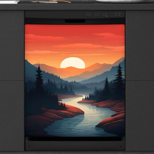 Funda magnética para lavavajillas decorativa diseño Sunset para renovar el estilo de tu cocina