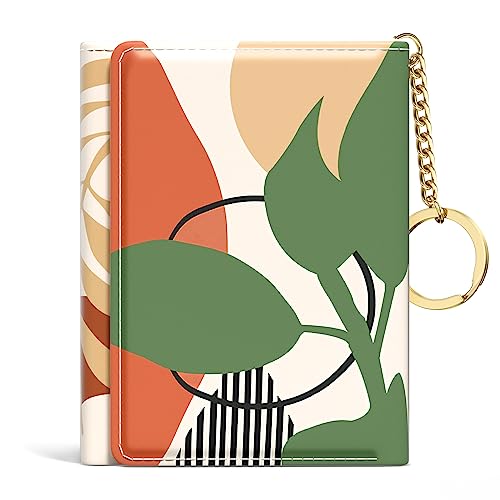 Image of Rouidr Womens Wallet, Small Slim RFID Card Wallets for Women, Cute Front Pocket Trifold Leather Card Organizer with 7 Slots & ID Window, Modern Abstract Art