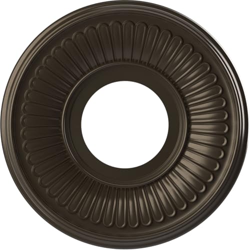 Image of Ekena Millwork 10 inchOD x 3 1 /2 inchID x 3 /4 inchP Berkshire Thermoformed PVC Ceiling Medallion (Fits Canopies up to 4 1 /2 inch), Metallic Dark Bronze