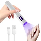 UV Nail Lamp Handheld UV Light Nail Dryer Curing Portable USB Rechargeable Led Mini Nail Lamps Quick Drying 3W Flash Cure Nail Dryer with LED Screen Xmas Gift for Women for DIY at Home Travel, White - Image 1