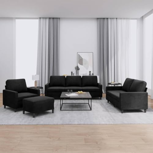 Brokky Juego de sofás con Cojines 4 Piezas Sofas de Salon sofá con Cojines Terciopelo Negro / 3201491