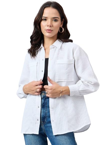 style quotient Women Solid Self Design Cotton Oversize Shirt-picture-27