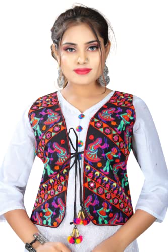 Shivam Fashion Embroidered Traditional Rajasthani Design Cotton Jackets For Women Every Festival & Occasion (Color: Black)