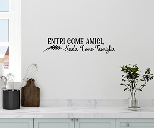 36"x8" Entri Come Amici Vada Come Famiglia Enter As Friends Leave As Family Kitchen Italian Saying Cooking Heart Wall Decal Sticker Art Mural Home Decor