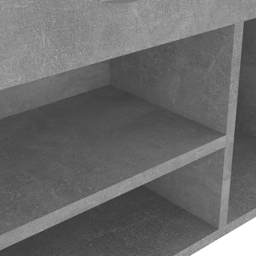 Banc à chaussures gris béton 104x30cm Mangloder pour rangement entrée - 8