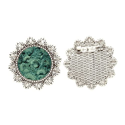 Broche de nautilus ammonites en plata de ley con diseño de flor y pin de alta joyería