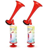 2 Pack Handpush Pump Blast Air Horn，HELESIN Handheld Air Horn, Gas Free Blow Horn Loud Sound for Em