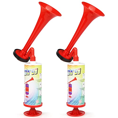 2 Pack Handpush Pump Blast Air Horn，Helesin Handheld Air Horn, Gas Free Blow Horn Loud Sound For Emergency Warning, Boating, Camping, Party Supplies, Xmas Holiday Celebration Favors #TOP11