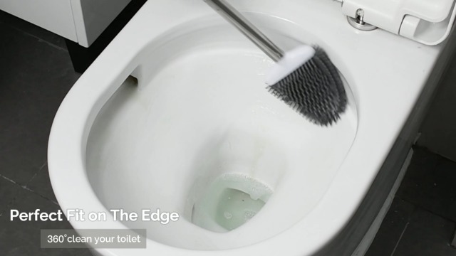 Sellemer Silicone Toilet Brush, Ventilation Slots Base Holder 1 Pack, White
