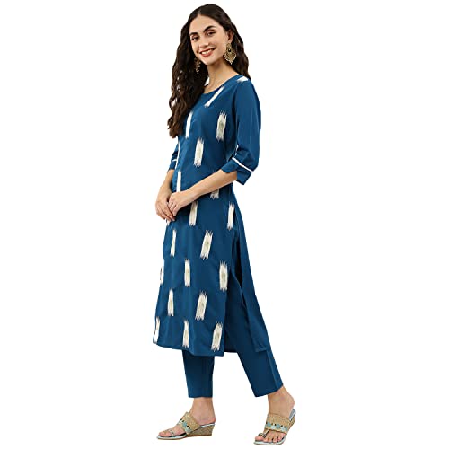 Image of NAINVISH Crepe Kurti Pant & Dupatta | Kurta Set for Women | Women Kurta Pant Dupatta Set | Kurta Pant with Dupatta Set | Printed Kurta Pant Dupatta Set