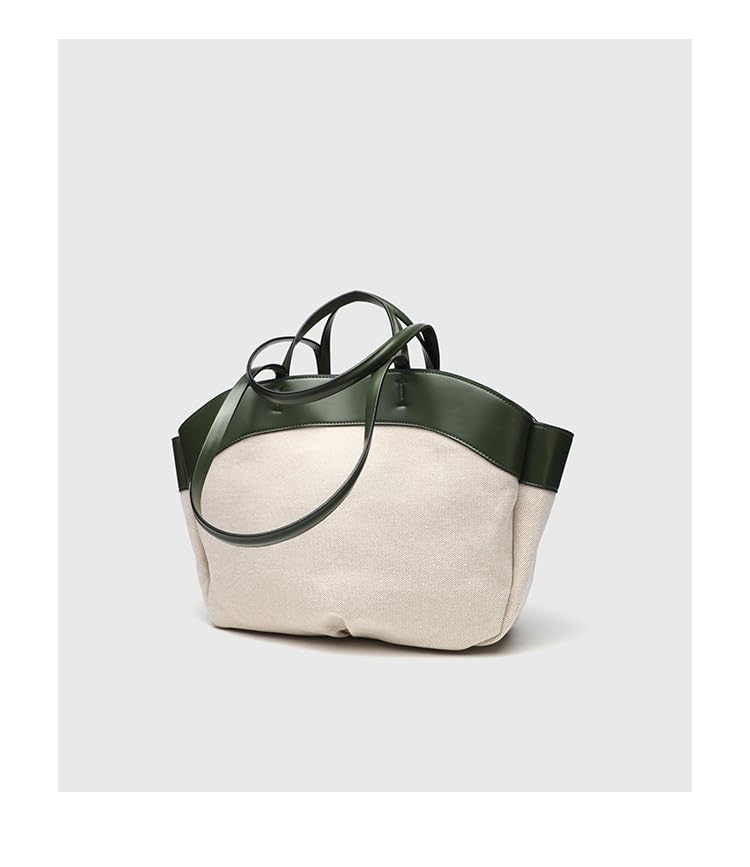 Bolso de mujer grande casual en lienzo y cuero miniatura 3