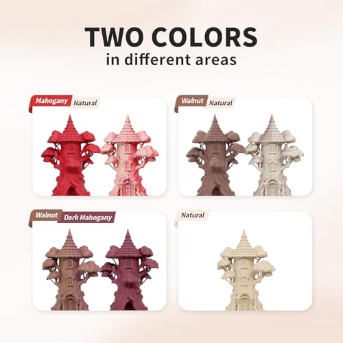Image of Reprapper Wood PLA Filament Variety Pack - 1.75mm 4 Spool Bundle: Natural, Mahogany, Dark Mahogany & Walnut Real Wood Fiber, Dual Color 3D Printing Material 250g x 4pack
