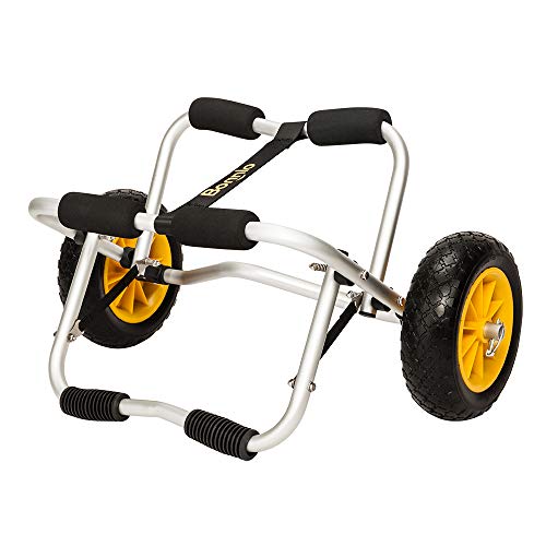Bonnlo Universal Kayak Carrier - Trolley For Carrying Kayaks, Canoes, Paddleboards, Float Mats, And Jon Boats - Inflation-Free Solid Tires Wheel 2 Ratchet Straps #TOP7