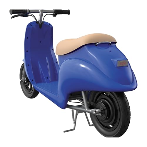 Image of Razor Electric Retro Scooter for Ages 8+, 170 lb Max Weight, Blue, w / 250W Motor, 12.5 inch Tires & 24V Battery, Up to 15 MPH, Pocket Mod - Lightweight Ride On Motorcycle Bike for Young and Teen Riders