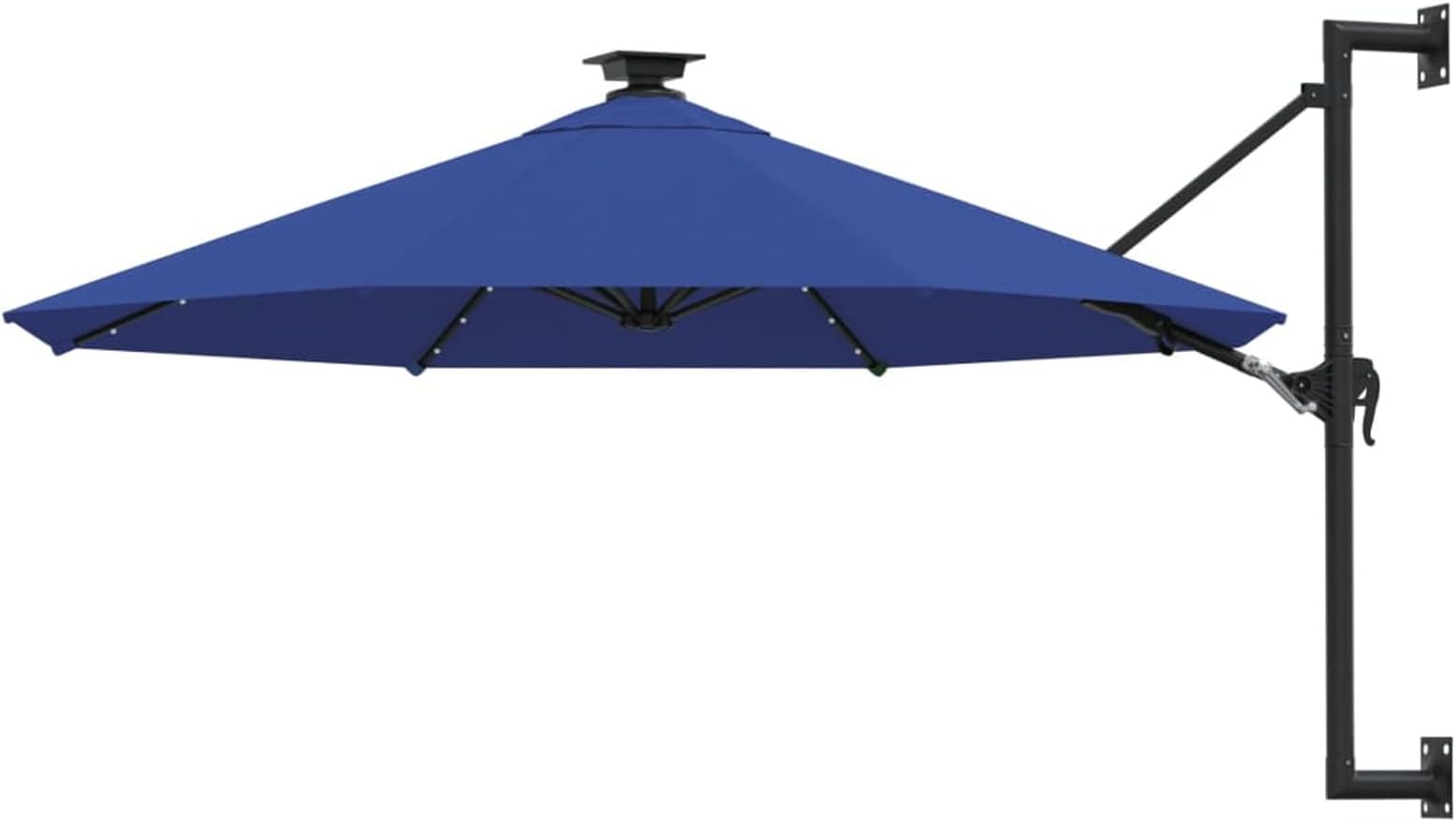 Tidyard Cantilever Parasol Wall-Mounted Parasol Garden Umbrella with Metal Pole and LEDs Sun Shade Shelter 300 cm Blue
