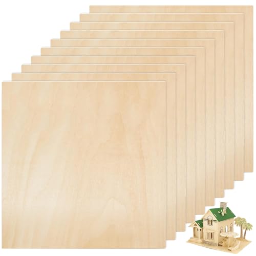 Nizirioo Tablero de Madera para Manualidades - 10 Unidades, 300 x 300 x 2 mm - Placas de Balsa y Contrachapada para Proyectos Láser y Modelos