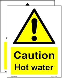 Haobase 2 Pcs Caution Hot Water Safety Sign Stickers - Self Adhesive Vinyl (20cm x 15cm)
