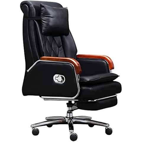 Kinnls Cameron Office Massage Chair with Footrest (Black - Cowhide Leather - Massge) Cover