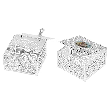 Capa do livro EXCEART 2Pcs Antique Metal Trinket Caixa De Jóias Quadrado Caixa de Armazenamento Organizador Caixa Do Tesouro Caixa de Presente Da Jóia para Brinco Da Liga Do Zinco Colar Pulseiras