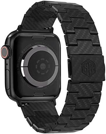 Haflyer Carbon Fiber Apple Watch Band for Men, Compatible with iWatch Series 3/4/5/6/7/8/SE/ULTRA, 45/44/42mm, with Buckle Quick Release, Matte Black