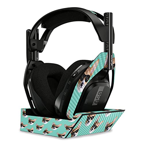 Image of MightySkins Carbon Fiber Skin Compatible with Astro A50 Wireless Headphones + Base Station (Gen 4) - Cool Corgi | Protective, Durable Textured Carbon Fiber Finish | Easy to Apply | Made in The USA