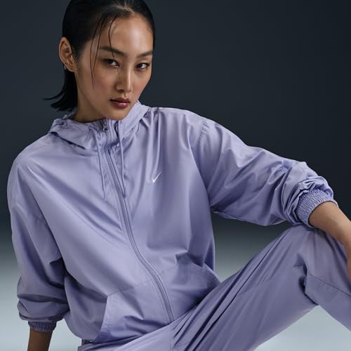 Nike Sportswear Classic Wovens Women's Loose UV Protection Hooded Jacket (FV6298-533, Lilac Ice/White)3