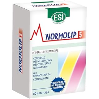 ESI - Normolip 5, Integratore Alimentare a Base di Riso Rosso Fermentato e Caigua, che Contribuisce ai Normali Livelli di Colesterolo, Senza Glutine e Vegan, 60 Naturcaps