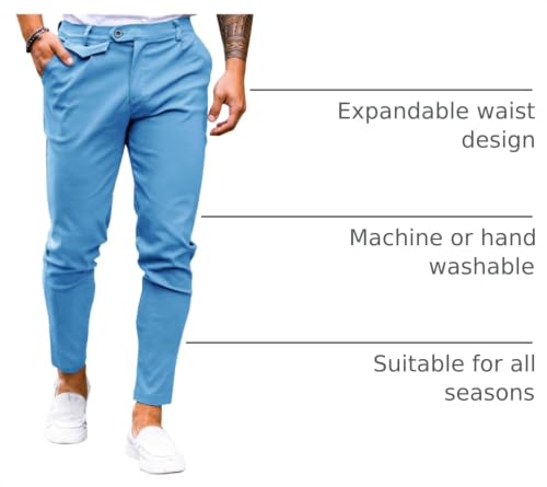 Image of Mens Chinos Slim Fit Pants Stretch Tapered Dress Pant Casual Trousers
