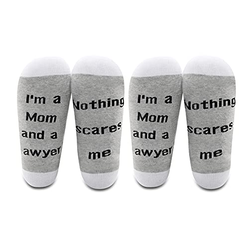 LEVLO Lawyer Mom Gift I m A Mom And A Lawyer Nothing Scares Me Socks Mother’s Day Gift Law School Graduation Gift (2 Pairs Set-Mid Calf -1)
