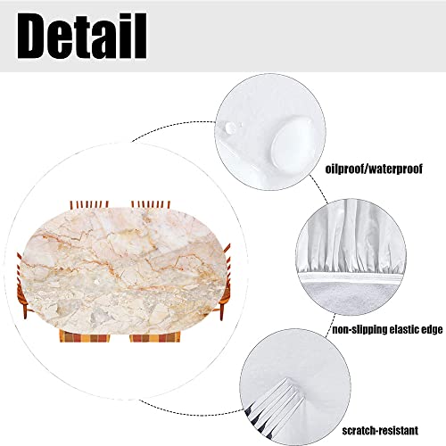 Esfvrg Marble Oval Table Cloth, Mine Pattern Design Natural Fractures Realistic Stained Surface Art Print, Indoor Dining And Outdoor Patio Festival Use, Fits 42" X 60" Table, Orange Sand Brown #TOP3