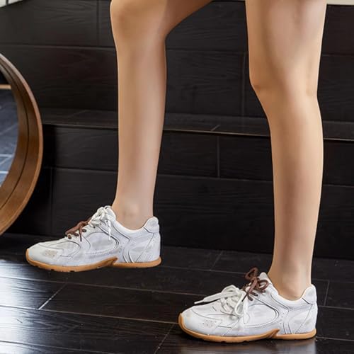 Womens Genuine Leather Fashion Lace Up Flats Sneakers Comfortable Breathable Retro Daily Walking Travelling Shoes2