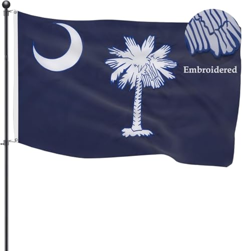 TOPFLAGS South Carolina Flag 4x6 Outdoor SC State Flags Embroidered Palmetto Tree & Crescent Flag Heavy Duty Sewn Stripes with 2 Brass Grommets by TOPFLAGS - Used condition - US$14.87