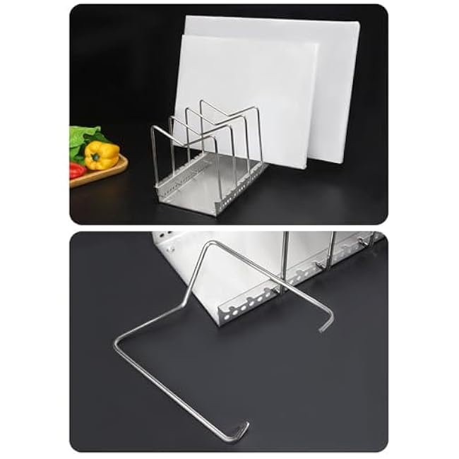 Cutting Board Holder, Cookie Sheet Baking Pan And Tray Organizer, Board Storage Rack, Easy Access, Versatile Use, 40x18x17cm, For Cabinet Pantry Dining Room Camping RV Refrigerator