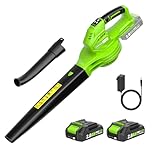 Leaf Blower Cordless, 20V Cordless Leaf Blowers with 2 x 2.0 Ah Battery, Electric Leaf blowers for Lawn Care, 3 Speed Mode,only 3.4Lb Lightweight Battery Powered blowers for Patio, Garden Cleaning