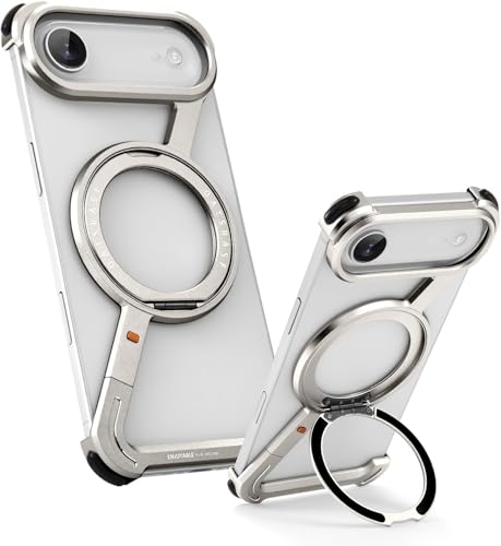 Image of Aluminum Frame Metal Bumper Compatible with iPhone 17 Pro Max | Simple Shield Air Cushion Shockproof | Edge Protection, Minimalist Slim - Black (Z-Silver, iPhone 17 Air)