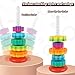 JUXUE Baby Spinning Stacking Toys for Toddlers 1-3, Rainbow Ring Stacker Montessori Toys for Babies 6-12 Months, 1 2 3 One Year Old Girl Boy Christmas Birthday Gifts, Autism Sensory Learning Toy
