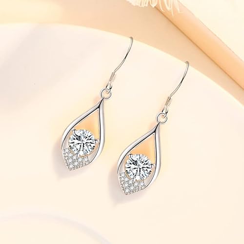 Dangle Plated Silver Nickel Free Earrings For Women Girls Teens Fashion Dangle Tear Drop Sparkly Crystal Earrings For Women Girls Teens (Wh_Water_Drop_White) #TOP1