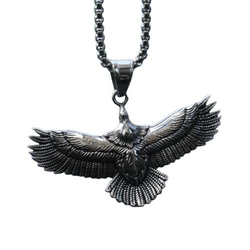 Pendentif Flying Eagle en argent rétro avec sa chaîne de col punk résistante