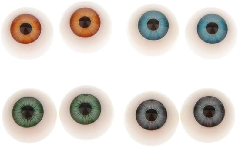 20Mm Doll Eyes for Crafts, DIY Supplies for Doll Making, Acrylic Half Round Eyeballs for Porcelain and Vinyl Dolls, 8 Pcs