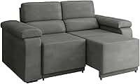 Sofá Desmontável Retrátil 2 Lugares 1,50m Fox Suede Cinza Selmer