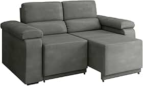 Sofá Desmontável Retrátil 2 Lugares 1,50m Fox Suede Cinza Selmer