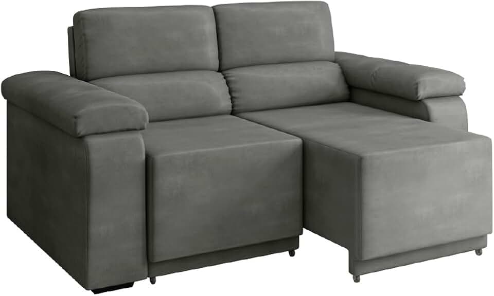 Sofá Desmontável Retrátil 2 Lugares 1,50m Fox Suede Cinza Selmer