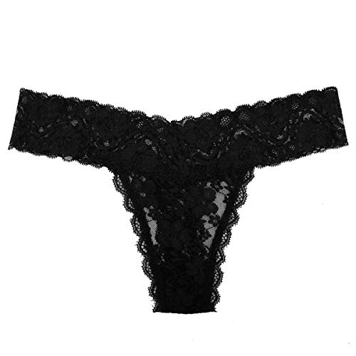 Image of Lace G String Thongs For Women Pack 10 Size X-Small to 3X-Large | Ultra soft lightweight lace fabric,Delicate floral sheer lace detailing,Invisible under tight dresses & jeans,