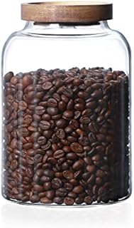 INCETUE 2000ML / 66 FL Oz Glass Storage Jar with Wood Lid, Stackable Clear Cylinder Bottle Canister Pantry Jar with Air Tight Bamboo Lid for Food, Coffee, Flour, Sugar, Spaghetti, Herb, Cookie, Tea