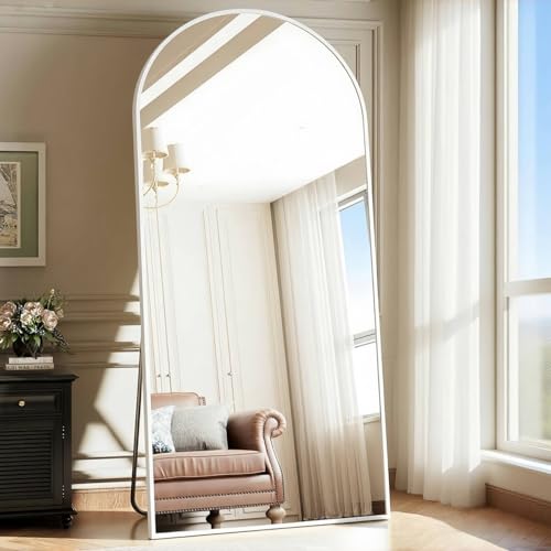 Image of Prywot Arched Full Length Mirror, 76 inchx34 inch Free Standing Floor Mirror, White